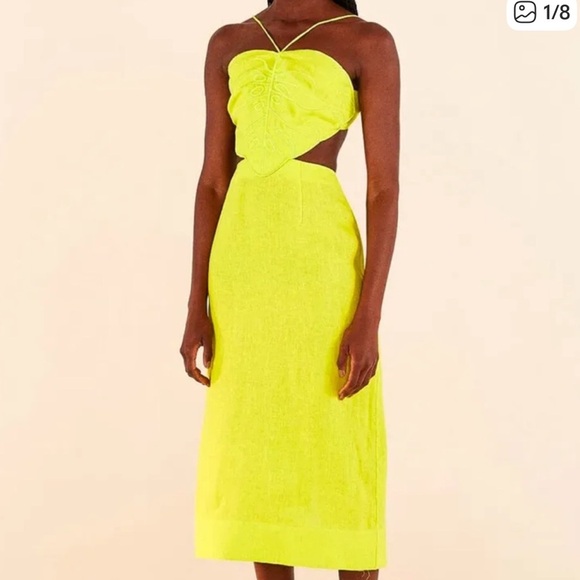 FARM Rio Dresses & Skirts - Farm Rio Mostera Embroidered Cut Out Linen Blend Midi Dress